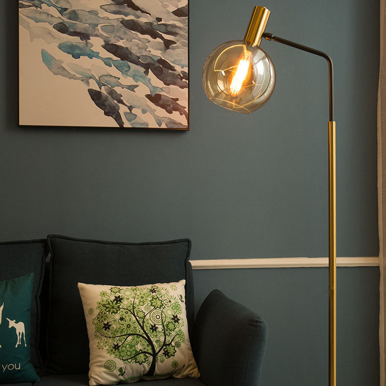 Nordic Minimalist Glass Dome Floor Lamp with Marble Base – 1-Light Standing Lamp