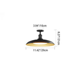 Contemporary Scandinavian Round Carbonized Steel 1-Light Semi-Flush Ceiling Light, Waterproof for Outdoor Patio