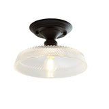 Chic Nordic Vintage Glass Floral Round Geometry 1-Light Semi-Flush Mount Ceiling Light