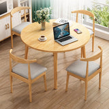 Chic Modern Minimalist Round Faux-Slab Wood Dining Table for Four