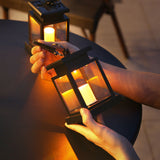 Solar-Powered Vintage Candle Lantern with LED — Outdoor Hanging Light
