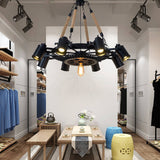 Industrial Retro Gear Wrought Iron Hemp Rope Chandelier - 6/8/10-Light