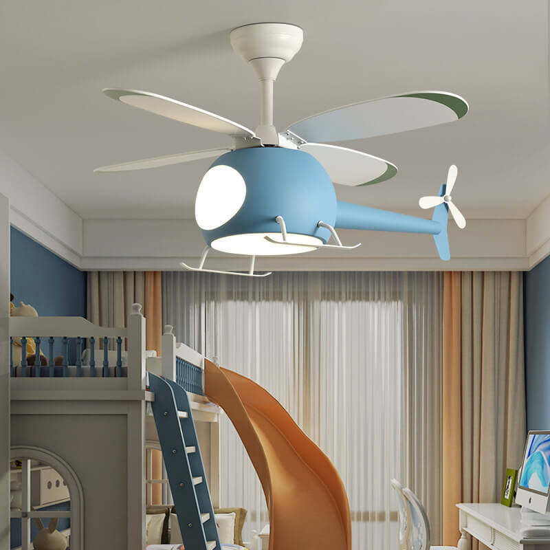 Charming Cartoon Aircraft LED Ceiling Fan Light with Downrods