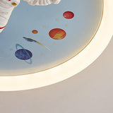 Whimsical Cartoon Space Astronaut Resin LED Flush Mount Ceiling Light