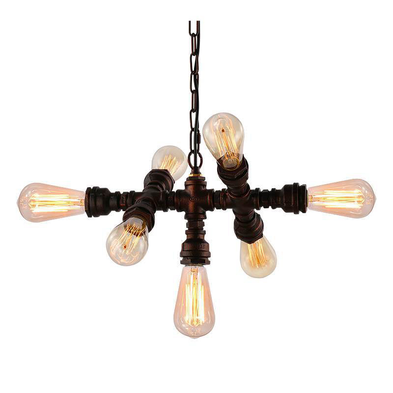 7-Light Industrial Iron Water Pipe Chandelier