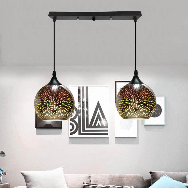 Modern Creative 3D Colorful Fireworks Glass Dome Island Light Chandelier - 2/3-Light