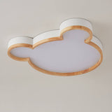 Nordic Wood Bear-Shaped LED Flush Mount Ceiling Light for Kids