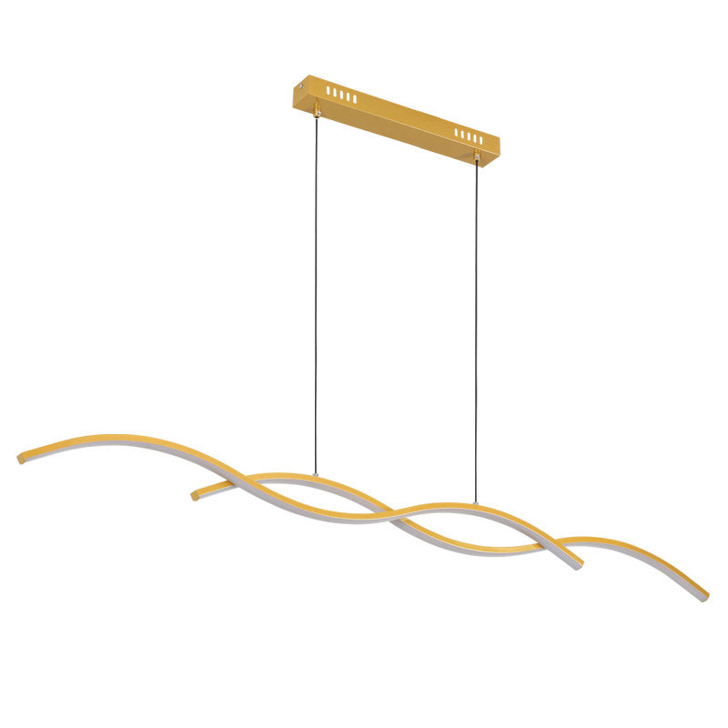 Nordic Minimalist Long-Strip Wave LED Island Light Chandelier – Sleek Modern Pendant Lighting