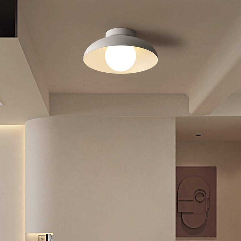 Japanese Wabi-Sabi Iron & Glass 1-Light Semi-Flush Mount Fixture