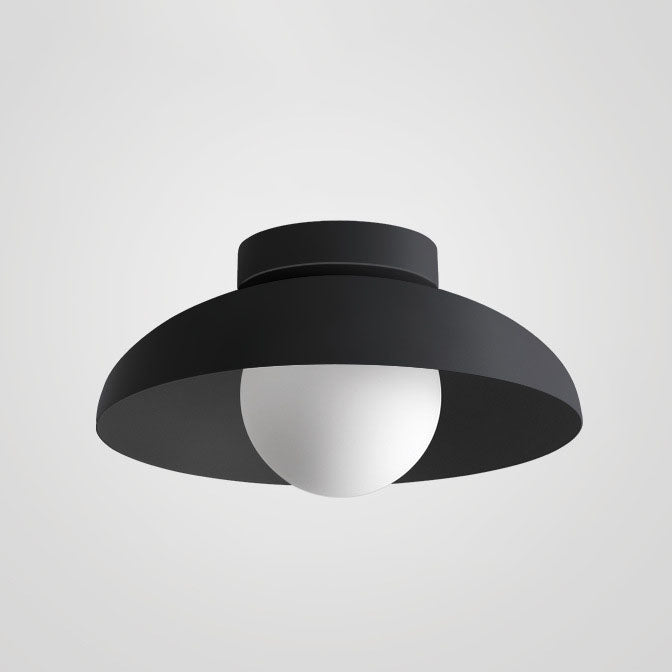 Japanese Wabi-Sabi Iron & Glass 1-Light Semi-Flush Mount Fixture