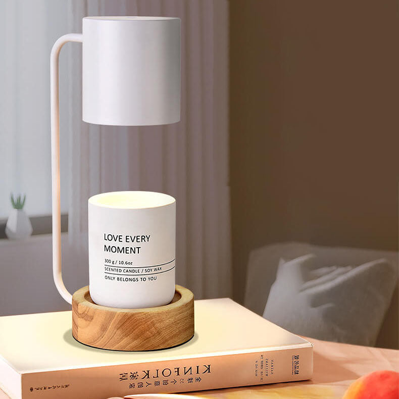 Japanese Minimalist Wooden Table Lamp with Dimmable Light, Timer, and Melting-Wax Glow (1-Light)