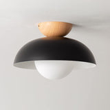 Sleek Modern Wrought Iron Log-Bowl-Shaped 1-Light Semi-Flush Mount Ceiling Light