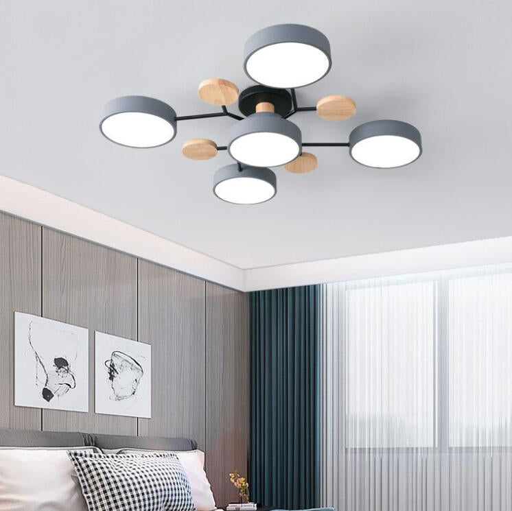 Contemporary Scandinavian LED Ceiling Light with Round Molecule Branch Design, Semi-Flush Mount for Living Room
