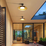 Contemporary Scandinavian Round Carbonized Steel 1-Light Semi-Flush Ceiling Light, Waterproof for Outdoor Patio