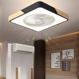 Nordic Macaron Square Wood LED Flush-Mount Ceiling Fan Light - Modern Minimalist Design
