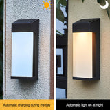 Solar Square Frosted-Glass Outdoor LED Wall Sconce Lamp - Waterproof, Weather-Resistant Garden Lighting