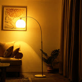 Modern Globe Acrylic Shade 1-Light Floor Lamp with Fishing-Rod Style Stand