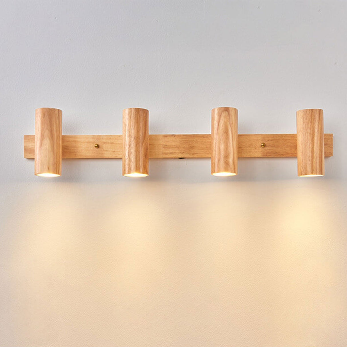 Modern Minimalist Wood Track Spotlight Wall Sconce - 1, 2, or 3 Light Heads