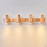 Modern Minimalist Wood Track Spotlight Wall Sconce - 1, 2, or 3 Light Heads