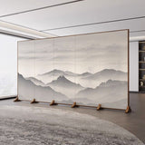 Traditional Chinese-Style Rectangular Fir Wood Room Divider - Solid Wood, Plywood, and Cotton Canvas for Living Room