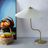 Vintage-Inspired Pleated Umbrella-Shaped 1-Light Table Lamp