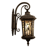 European Outdoor Wall Sconce Lamp – Carved Cage, Aluminum & Glass, 1-Light