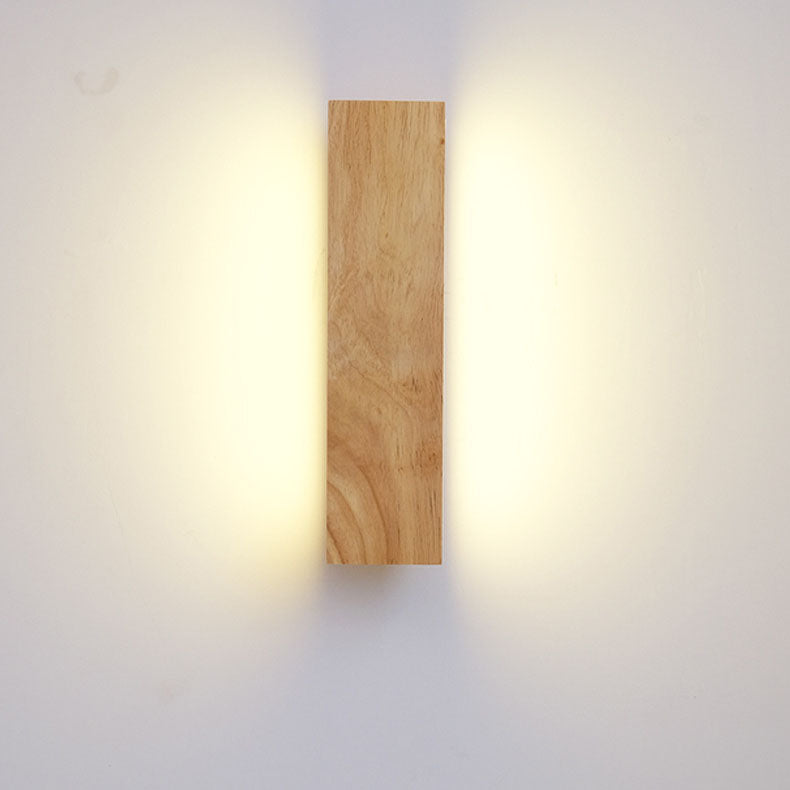 Japanese Minimalist Log-Style Rectangular LED Wall Sconce Lamp with Rotatable Flat Panel