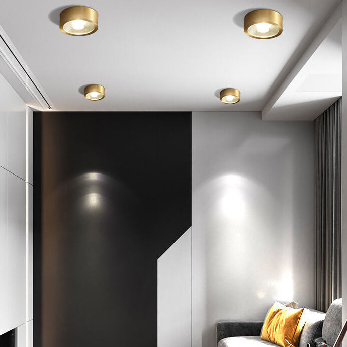 Nordic Light Luxury All-Copper Ultra-Thin LED Flush-Mount Ceiling Light
