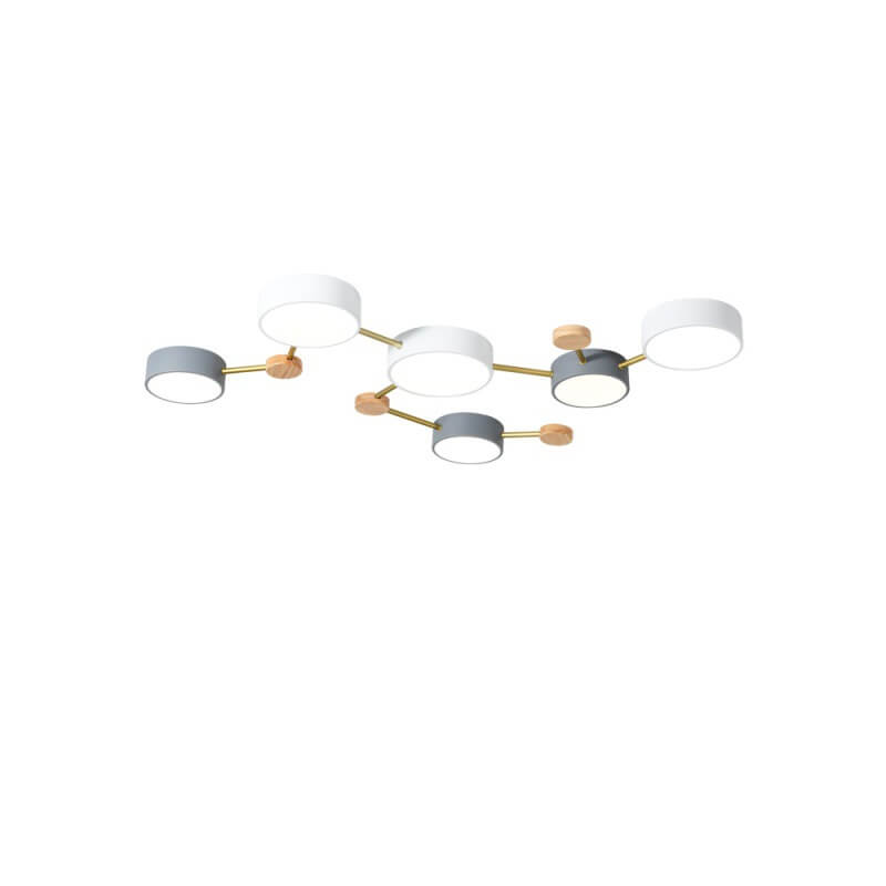 Scandinavian Minimalist Solid Wood & Iron LED Flush-Mount Light