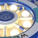 Whimsical Cartoon Sailboat LED Flush-Mount Ceiling Light with Helmsman Figure - Plastic Construction