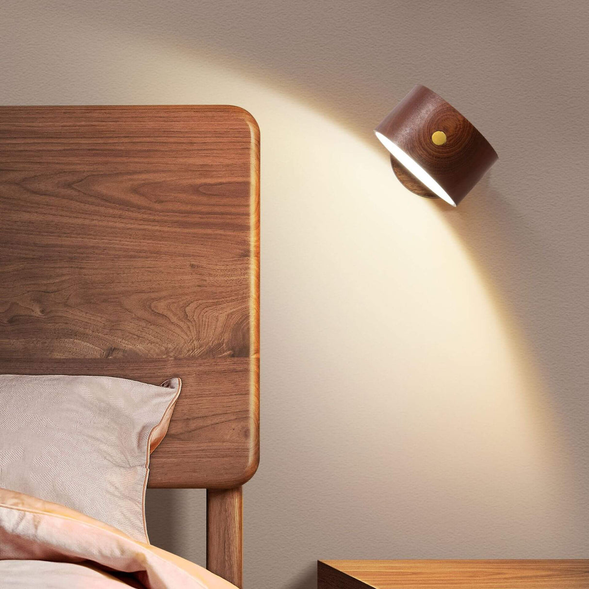 Minimalist Wooden USB Rechargeable Touch Night Light — Magnetic LED Wall Sconce Lamp