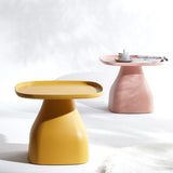 Modern Scandinavian Round Plastic Coffee Table with Sleek Column Base for Living Room