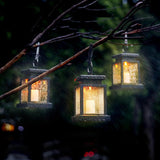 Solar-Powered Vintage Candle Lantern with LED — Outdoor Hanging Light