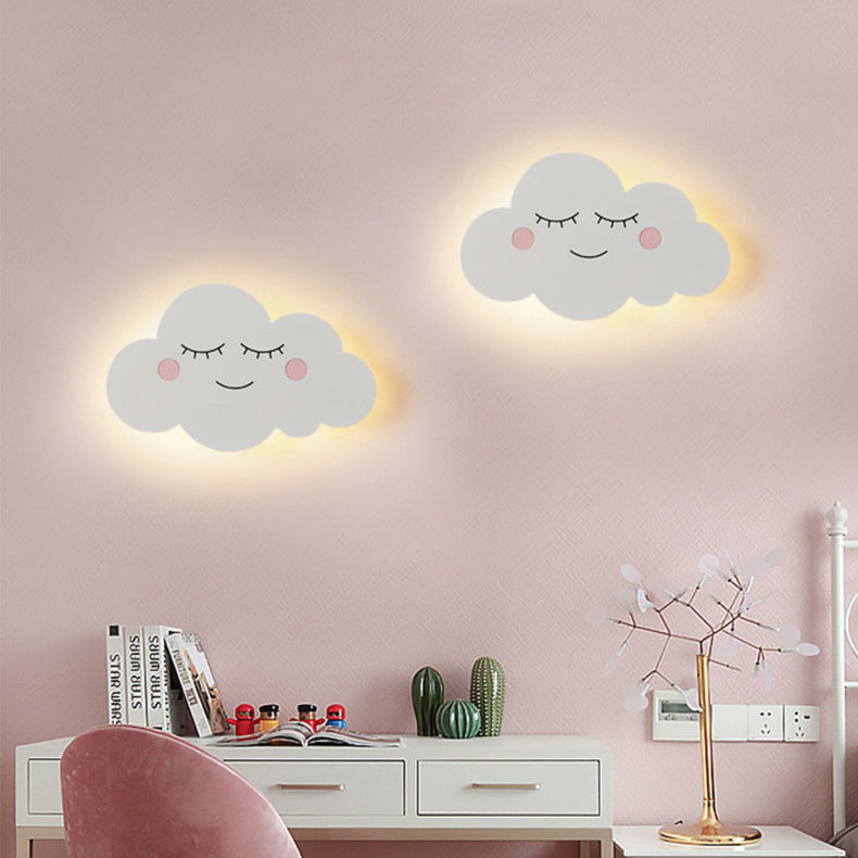 Contemporary Creative Cartoon Smiley Cloud LED Kids Wall Sconce with Iron-Acrylic Shade for Bedroom