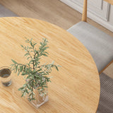 Chic Modern Minimalist Round Faux-Slab Wood Dining Table for Four