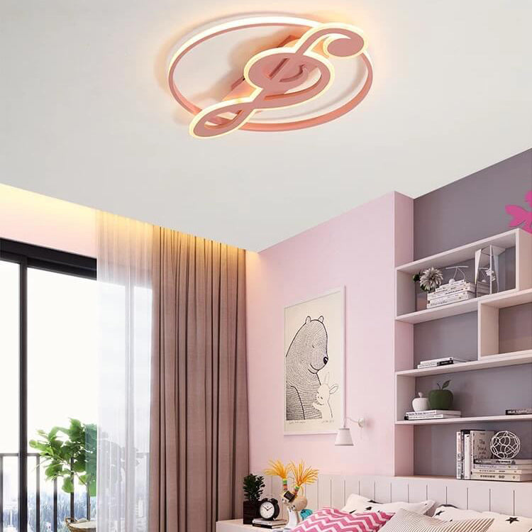 Nordic-Inspired LED Flush Mount Ceiling Light with Creative Music Notes Design