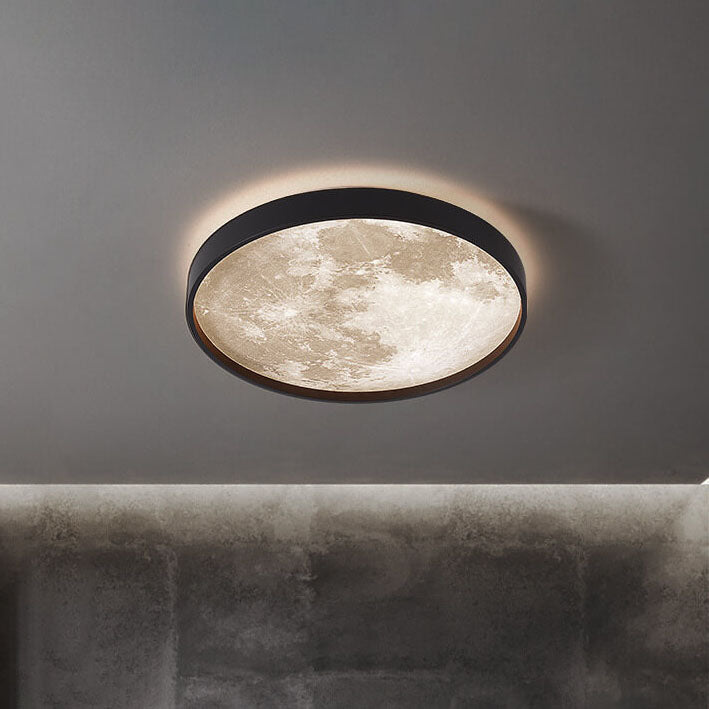 Nordic Moon Round LED Flush Mount Ceiling Light — Creative Minimalist Design with Soft Ambient Glow