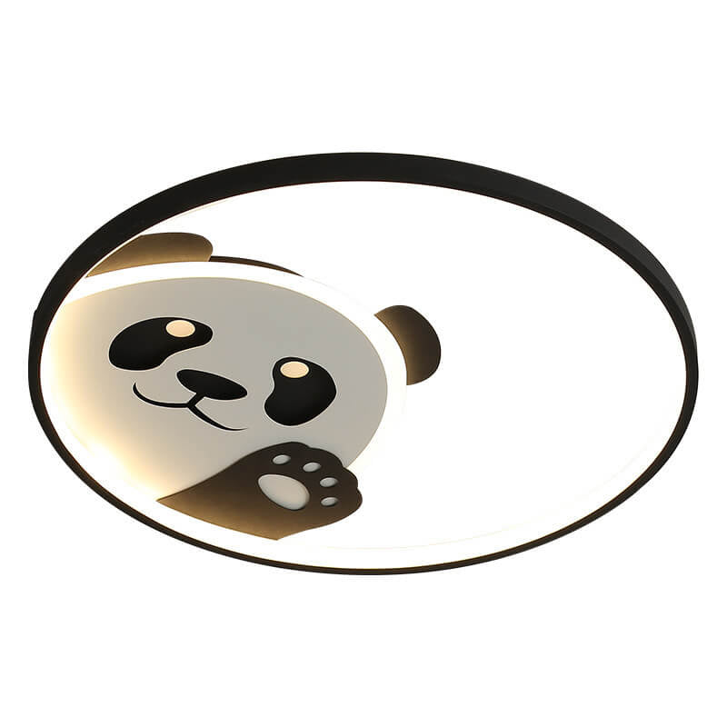 Adorable Cartoon Panda Round LED Flush Mount Ceiling Light