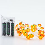 Modern Thanksgiving Maple, Acorn & Pumpkin Decor with 30 LED String Lights