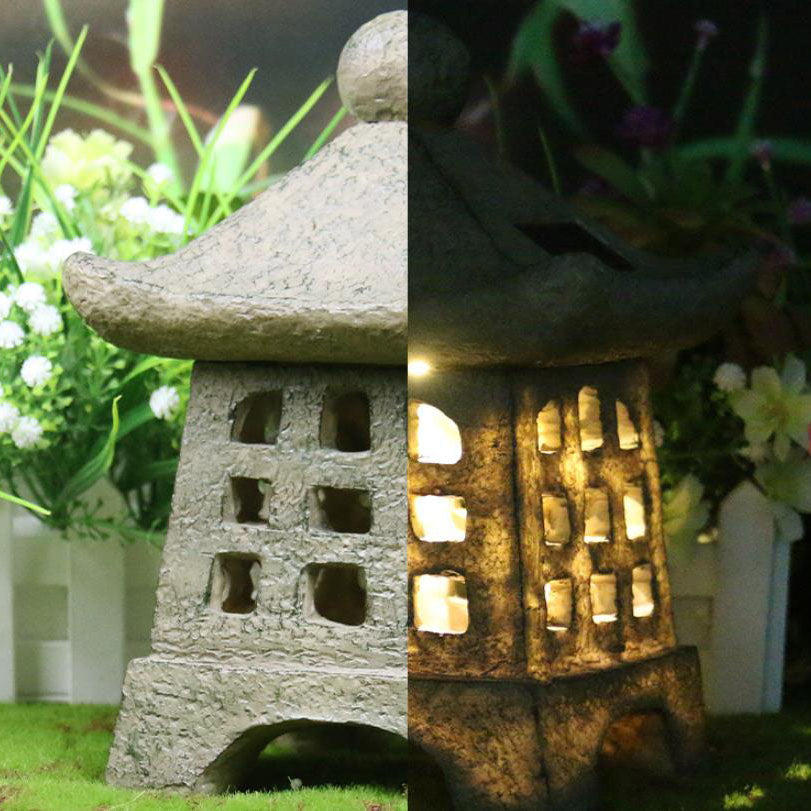 Solar Pagoda Resin Garden Light - Outdoor Lawn Decorative Landscape Lighting