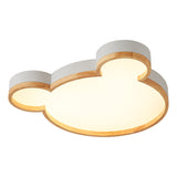 Nordic Wood Bear-Shaped LED Flush Mount Ceiling Light for Kids