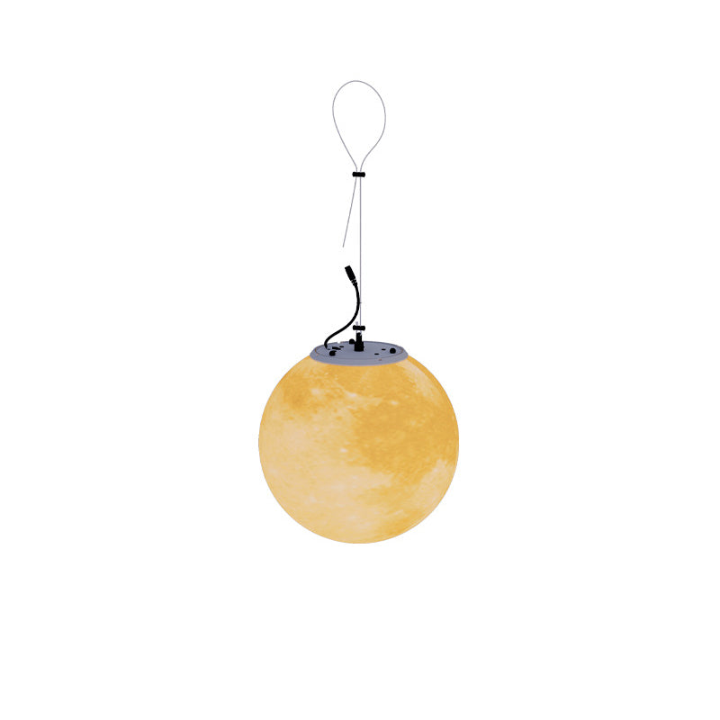 Nordic Contemporary Solar Moon LED Pendant Light – Waterproof Round PE Resin Outdoor Patio Lighting