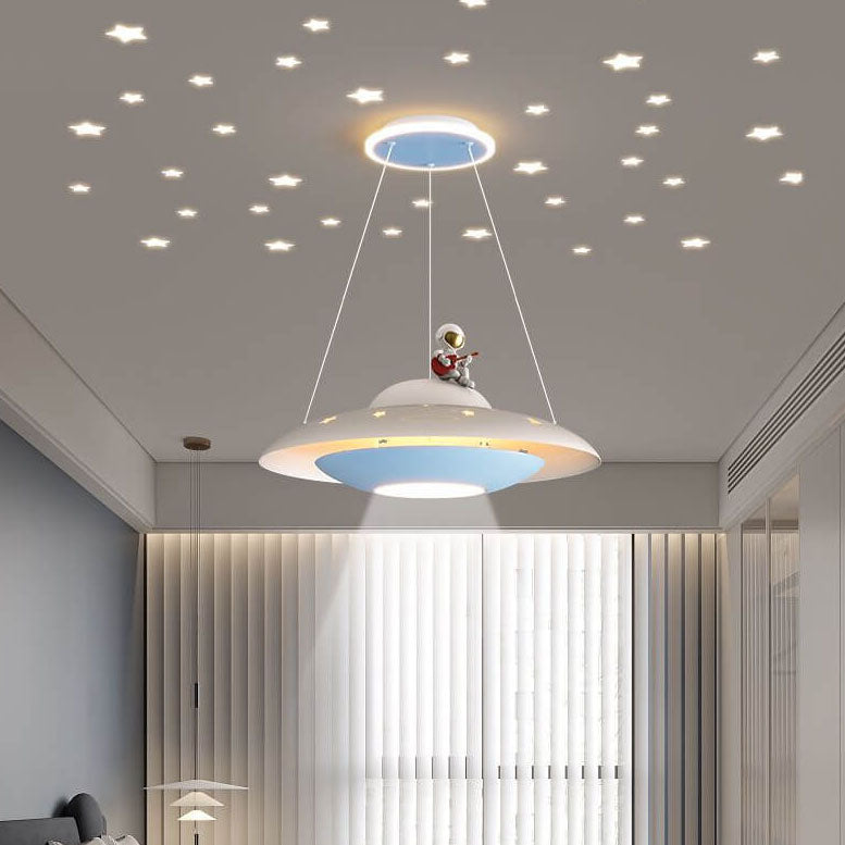 Modern Creative Flying Saucer LED Chandelier for Kids — Space Astronaut Theme