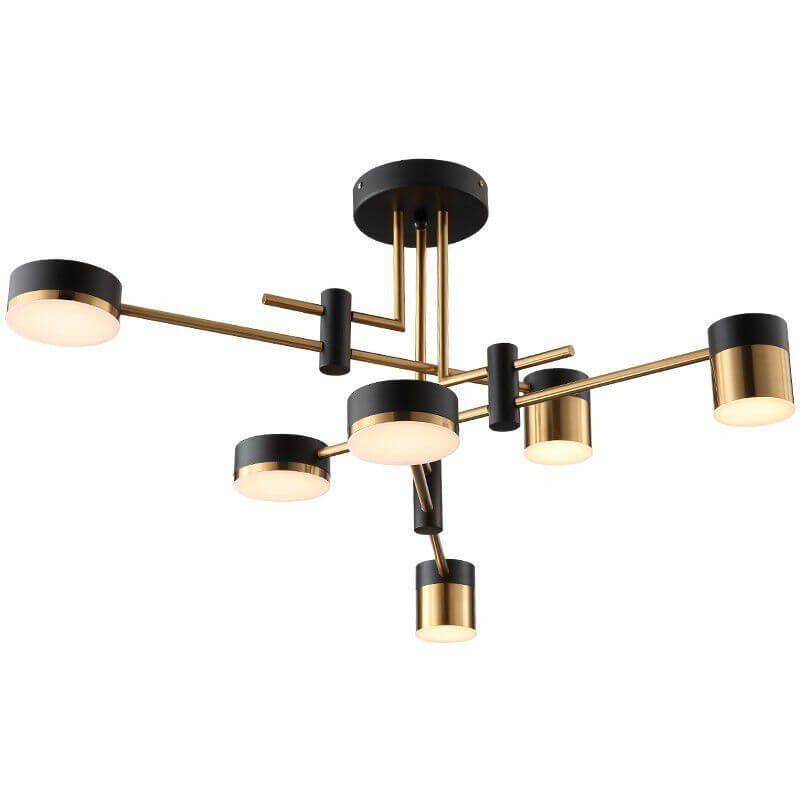 Sleek Modern Minimalist Black & Gold 4-8 Light Semi-Flush Mount Ceiling Light