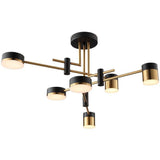 Sleek Modern Minimalist Black & Gold 4-8 Light Semi-Flush Mount Ceiling Light