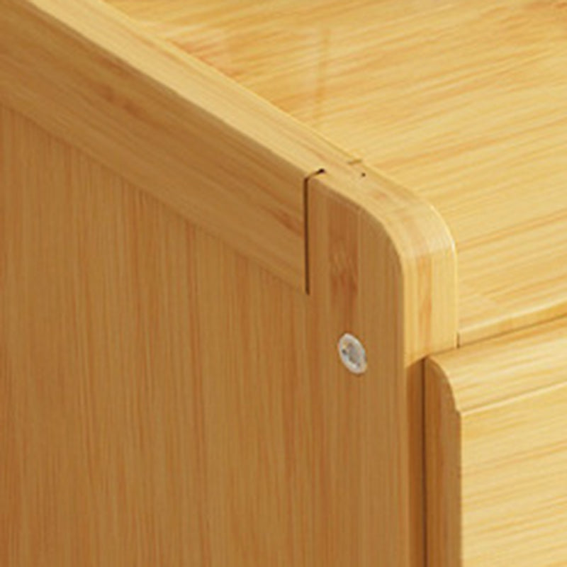 Sleek Modern Minimalist Rectangular Bamboo Nightstand with One-Third Drawer for Bedroom