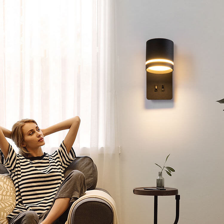 Nordic Minimalist Square LED Reading Wall Sconce with Rotatable Spotlight