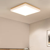 Nordic Solid Wood LED Flush-Mount Ceiling Light — Minimalist Square/Rectangular Design