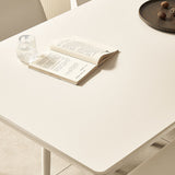 Modern Minimalist Rectangular Rock-Slab Aluminum Alloy Dining Table & Chair Set for 4