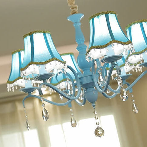Elegant Modern Cone Iron Crystal Fabric Chandelier – 5/6/8-Light Options